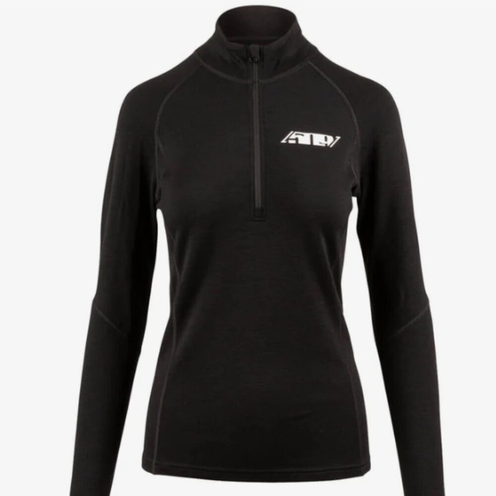 NWT 509 Women's FZN Merino 1/4 Zip Long Sleeve Shirt Black Size Large